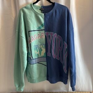Wild Fable Women's New York Niagar Sweatshirt Size XL Teal And Blue Tourist